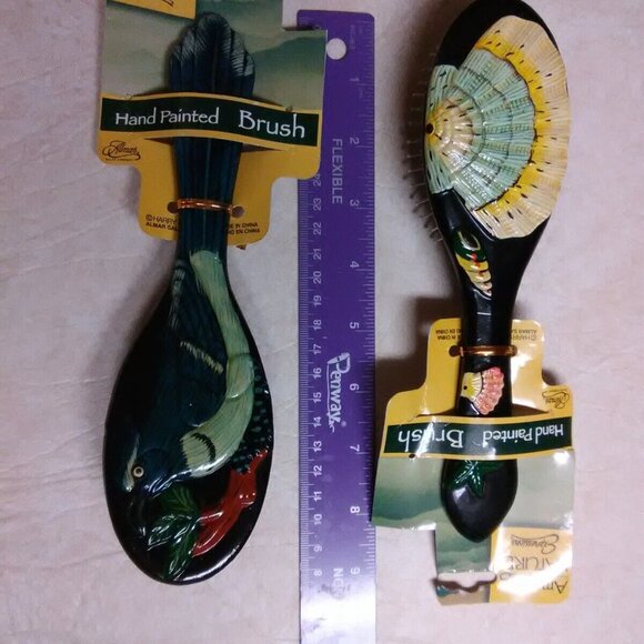 Amazing Nature hair brush set of 2 NEW unused bird and shell - Picture 6 of 9